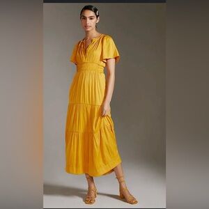 Anthropologie somerset maxi dress yellow gold size extra large